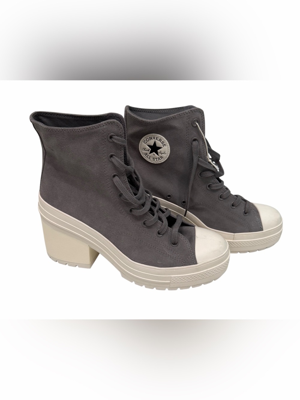 Converse All Star Women's Gray Suede Platform Lace-Up Ankle Boots 12.5 NWOB - Picture 5 of 6